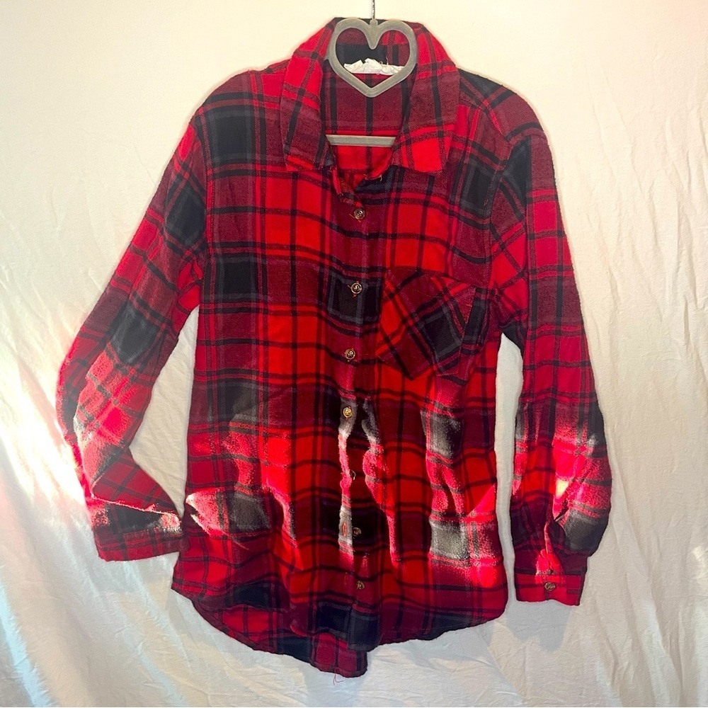 Hippie Rose XS Girls Black and Red Buffalo Plaid Long Sleeve Button Up Shirt